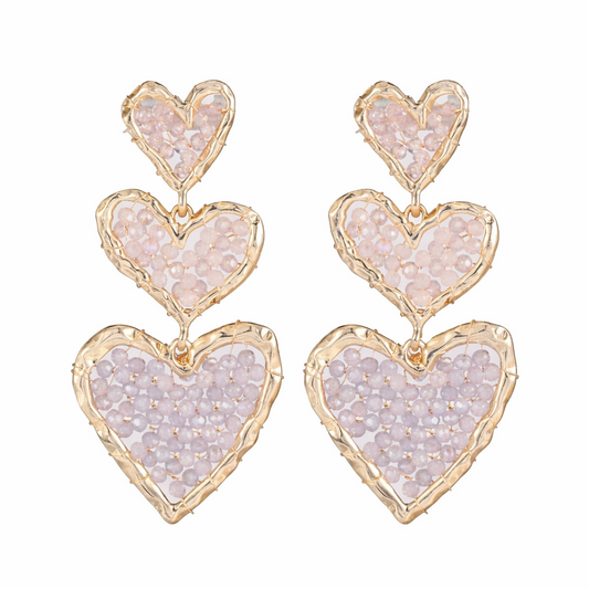 Triple love earrings