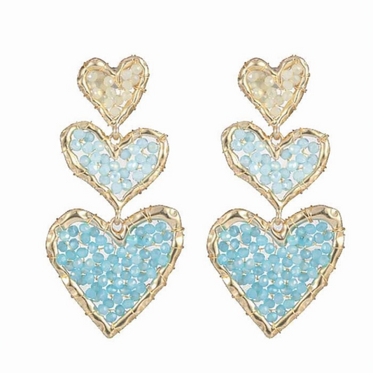 Triple love earrings