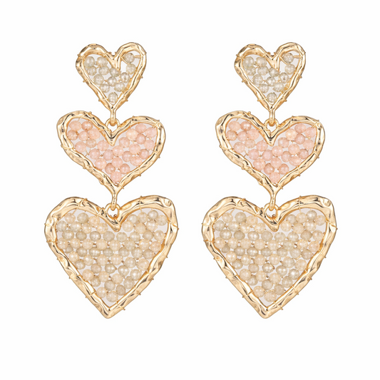 Triple love earrings
