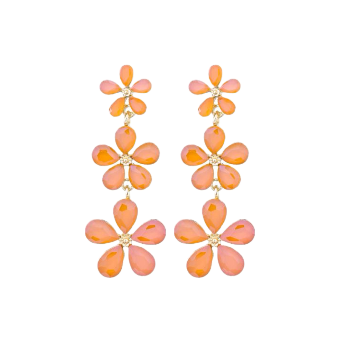 Orange flower earrings