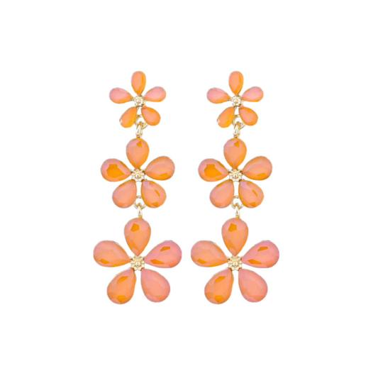 Orange flower earrings